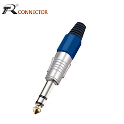 1pc Nickel Plated Stereo Jack 6.35mm Wire Connectors Audio Speaker 6.35mm Sophomore Core Amplifier Microphone Plug