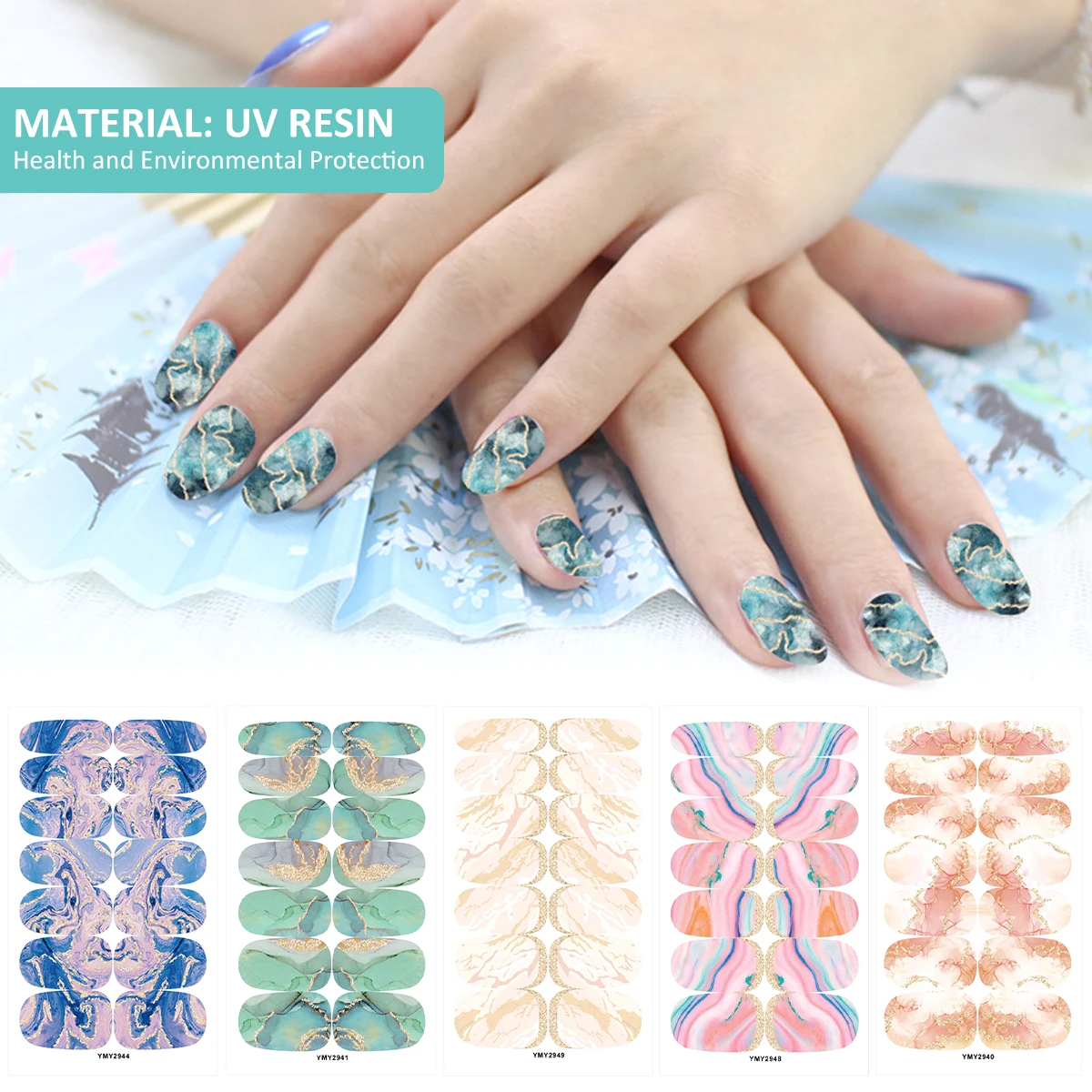 10/12 Sheets Self-adhesive Nail Stickers With Nail File Full Pack Nail Stickers Creative DIY Nail Art Decals Girls Color Fashion
