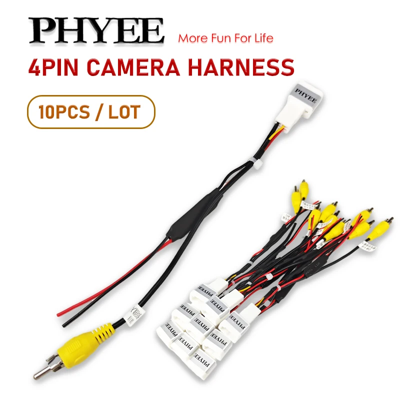 4-Pin Reversing Camera Input Harness, RCA Plug, for Toyota Corolla, Camry, RAV4, Highlander, Prado Original Screen
