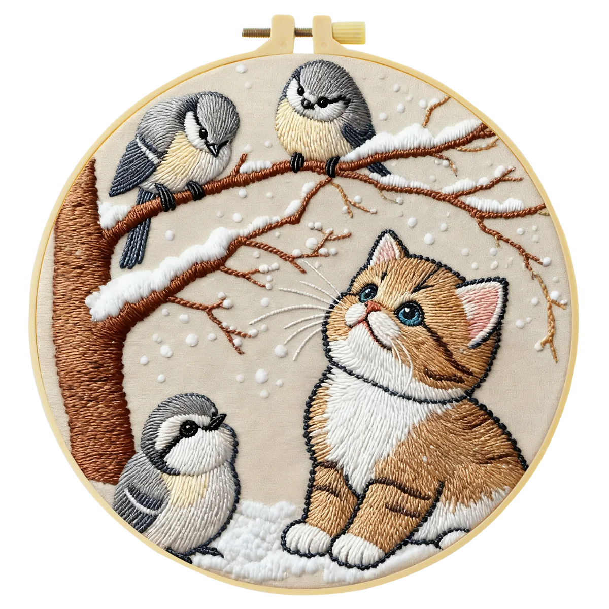 1 Stück 20X20CM/15X15CM 7,87/6,3 Zoll Katzen-Stickerei-Starter-Kit DIY-Kit DIY-Stickerei-Set Handarbeiten Nähkunst-Set für Anfänger – Detail 3