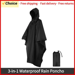 Waterproof Rain Poncho Lightweight Hooded Rain Coat Picnic Mat Blanket Sun Shelter for Outdoor Camping Hiking Cycling Climbing