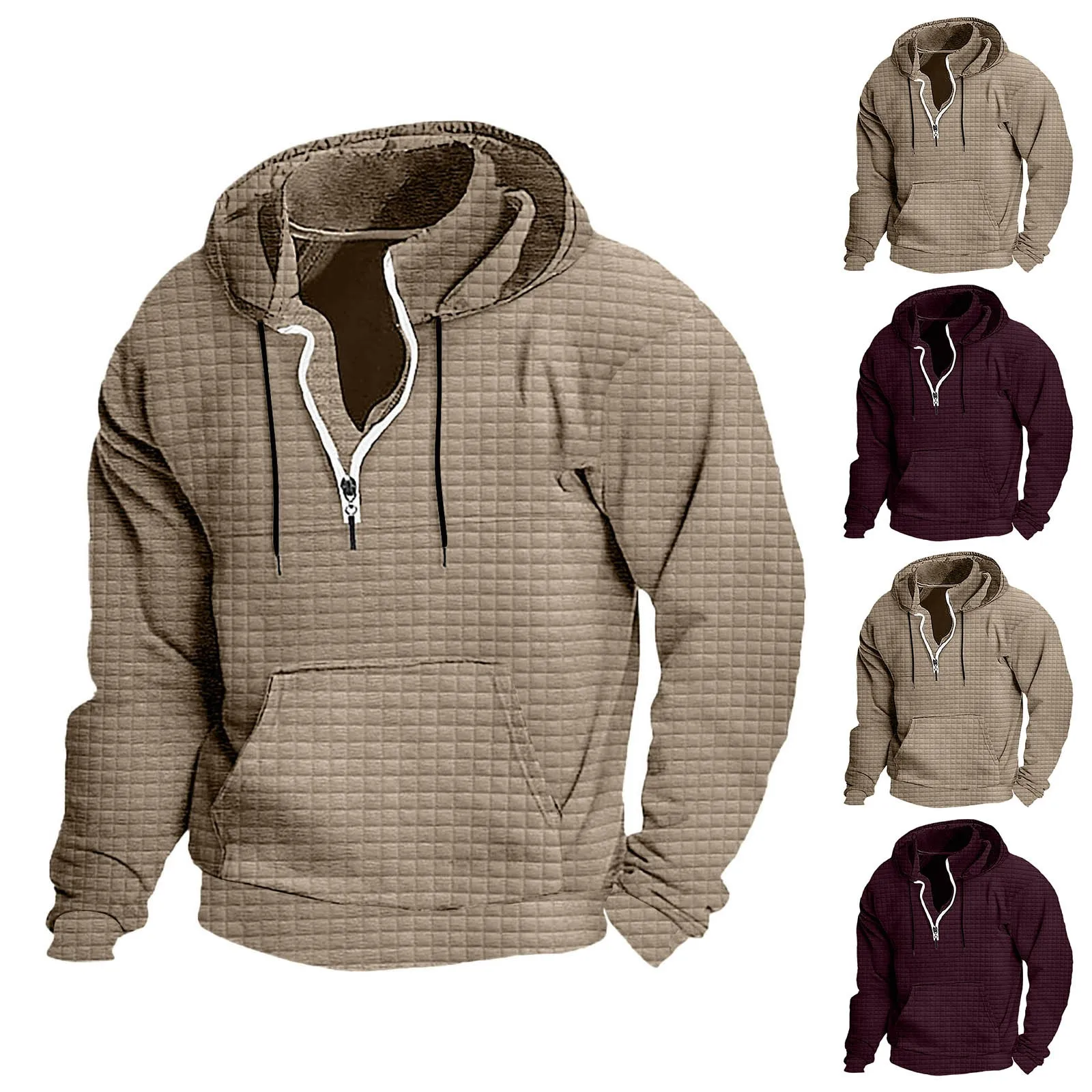 Hoodies de lã jacquard masculino, moletom com capuz, pulôver masculino, novo em moletons, 2024