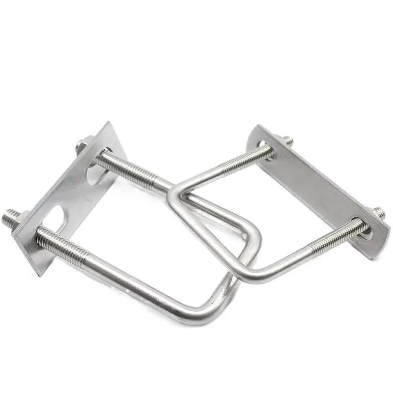 

M10 M12 304 Stainless Steel Square U Bolt Clamp Set / Right Angle U-Shaped Screw with Nuts & Plates for Pipe & Tube Fixing