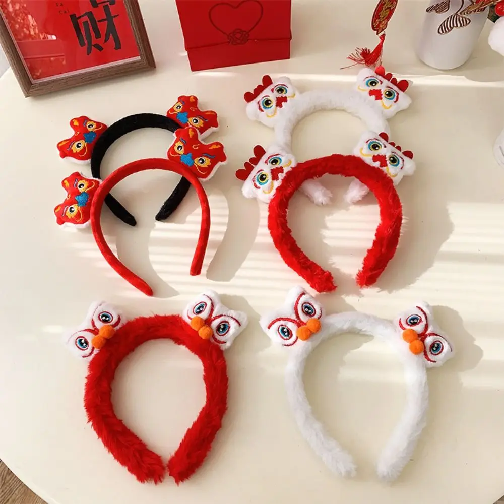 

Cartoon New Year Headband Mascot Dragon Red Hairband New Year Headdress Lion Awakening Chinese Style Cartoon Hairband Children