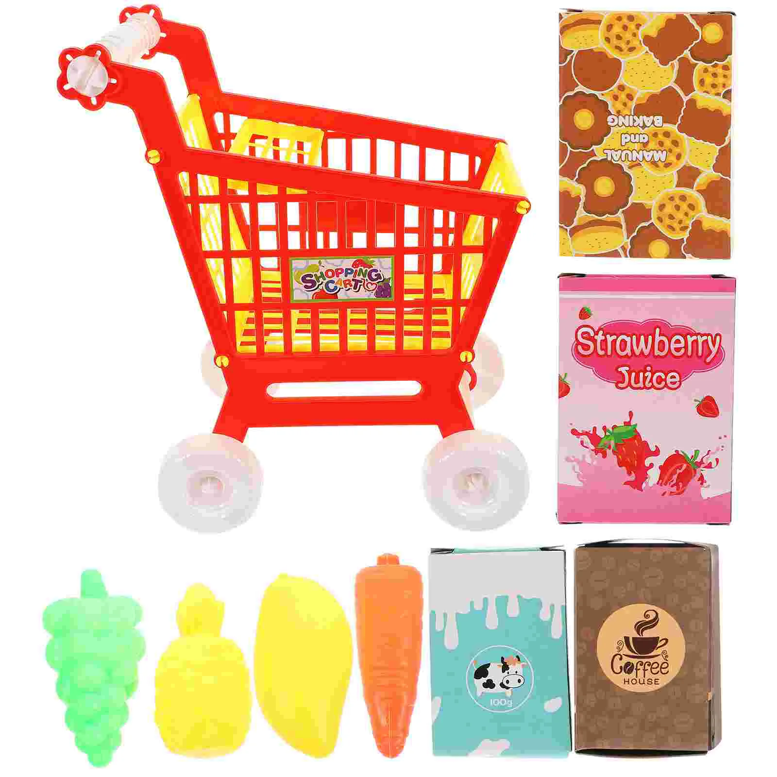 Play House Toy Funny Shopping Trolley Kids Child Supermarket Simulation Cart Plaything Lifelike Plastic Fake