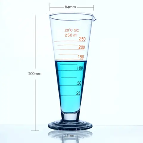 하이 퀄리티 실험실 측정 실린더, 체중계 테이퍼 유리, 측정 컵, 실험실 용품, 250ml