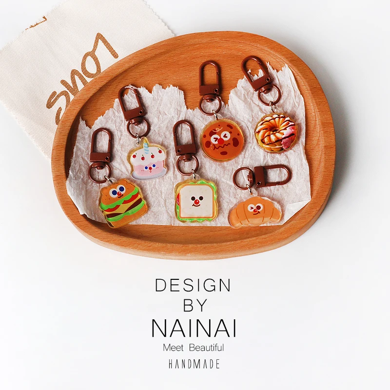 Creative Fun Dessert Bread Keychain Versatile Food Backpack Pendant Daily Hanging Ornament Sweet Treat Bag Accessory