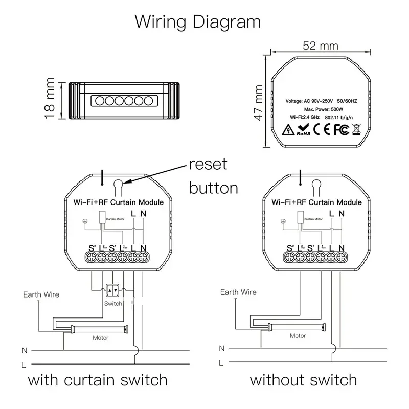 Módulo de interruptor de cortina inteligente Tuya, Control inalámbrico por voz, persianas enrollables eléctricas, interruptor de Motor de persiana, bricolaje, RF433, WiFi, Alexa