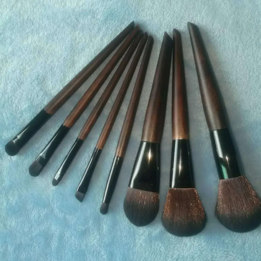 12 ピース/セットアイシャドウブラシ高品質天然ヤギ毛テーパードブレンディングブラシプロフェッショナルアイメイクブラシ黒色