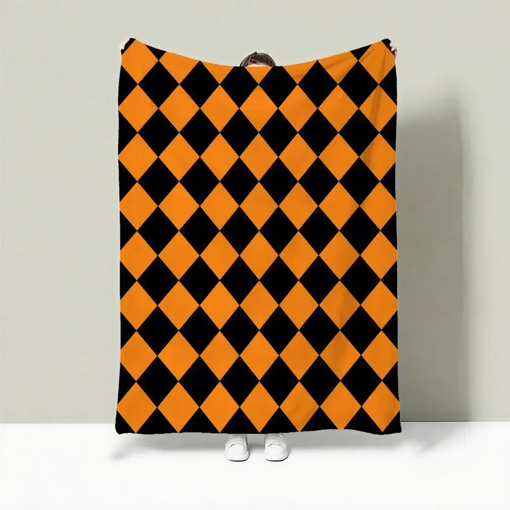 Halloween Diamond Set Throw Lightweight 240g Flannel Blanket Soft Skin-friendly for Summer Cooling