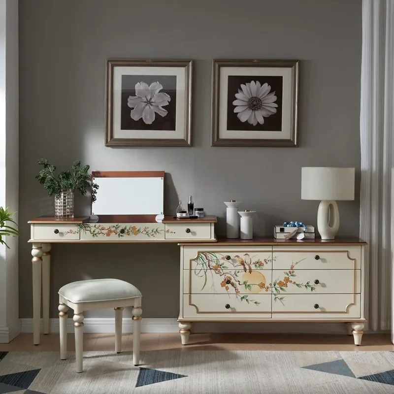 a*-Hidden European Vanity Table Dest Drawer Brown Saving Small Dressing Table Corner Wood Makeup Tafel Furnitures For Bedroom
