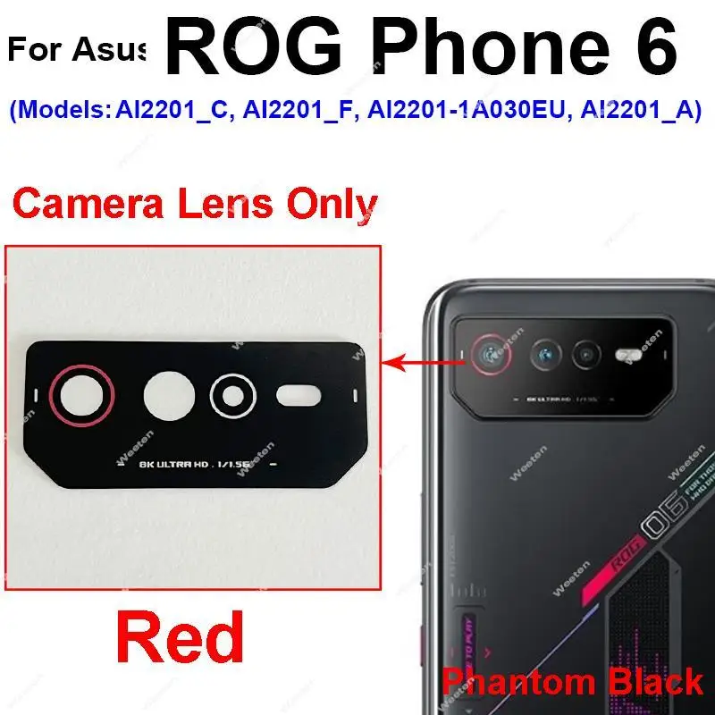 Rear Camera Glass Lens For ASUS Rog Phone ROG 6 6 Pro ZS630KL Back Camera Lens Glass Replacement