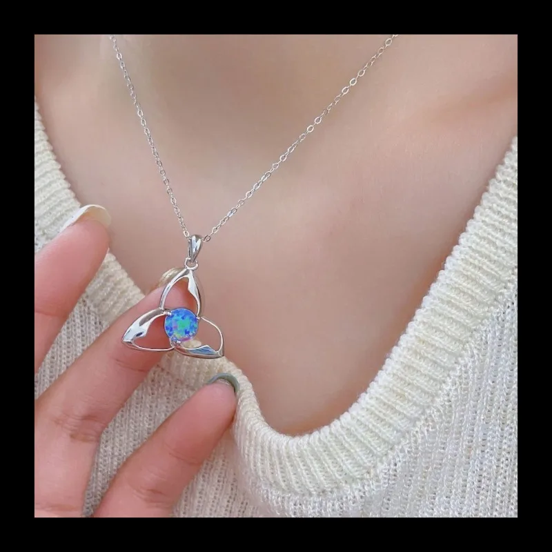 

Новая мода OL треугольное вращение модный универсальный дизайн Sense 925 серебряный кулон белый круглый опал