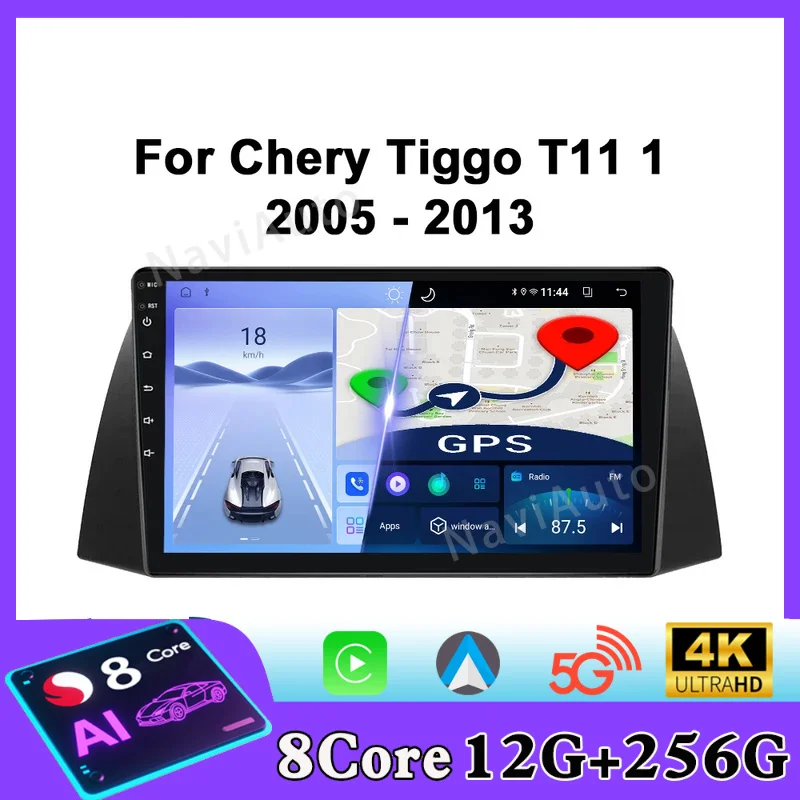 Radio para Auto Chery Tiggo T11 1 2005-2013, Reproductor Multimedia Android para Auto, Reproductor de Video, Navegación GPS, Pantalla Carplay, Estéreo para Auto