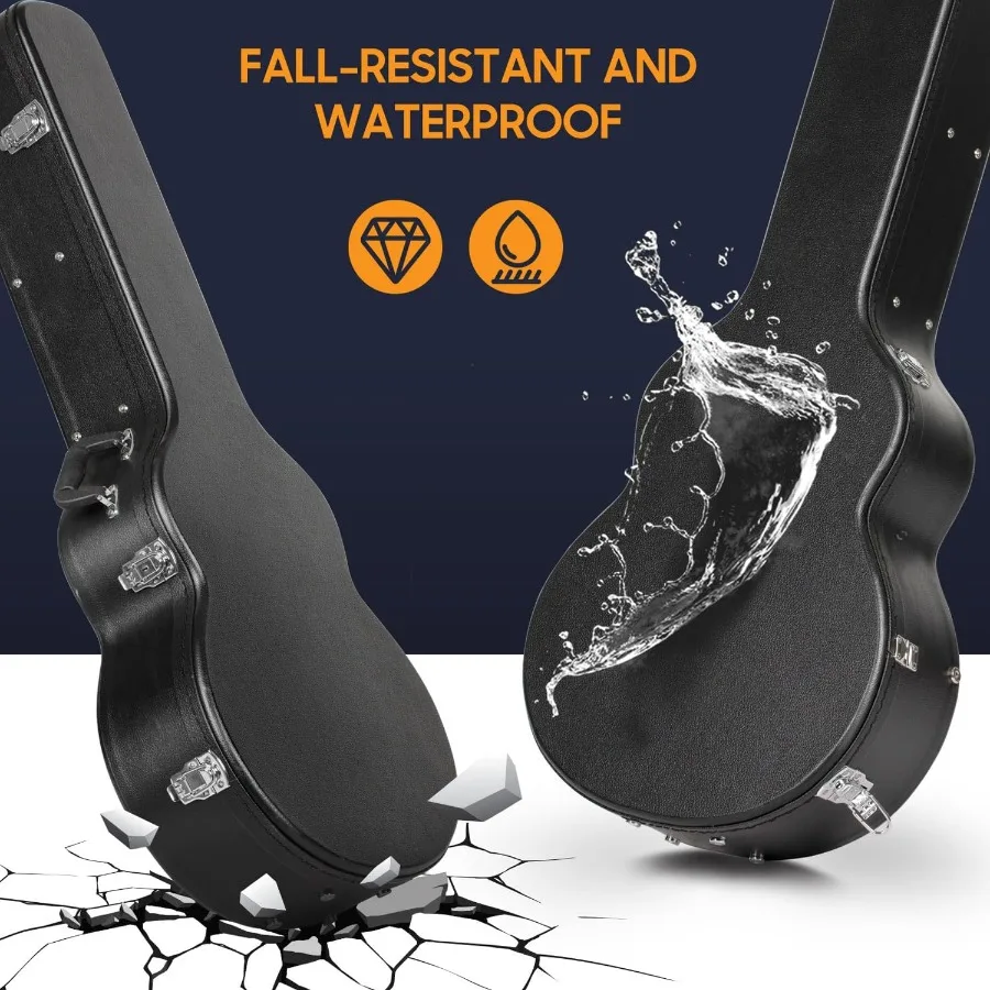 حافظات الجيتار هيكل صلب للقيثارات الصوتية 42 بوصة حافظة صلبة للجيتار الصوتي مع مفتاح مضاد للصدمات جيتار سفر مقاوم للماء