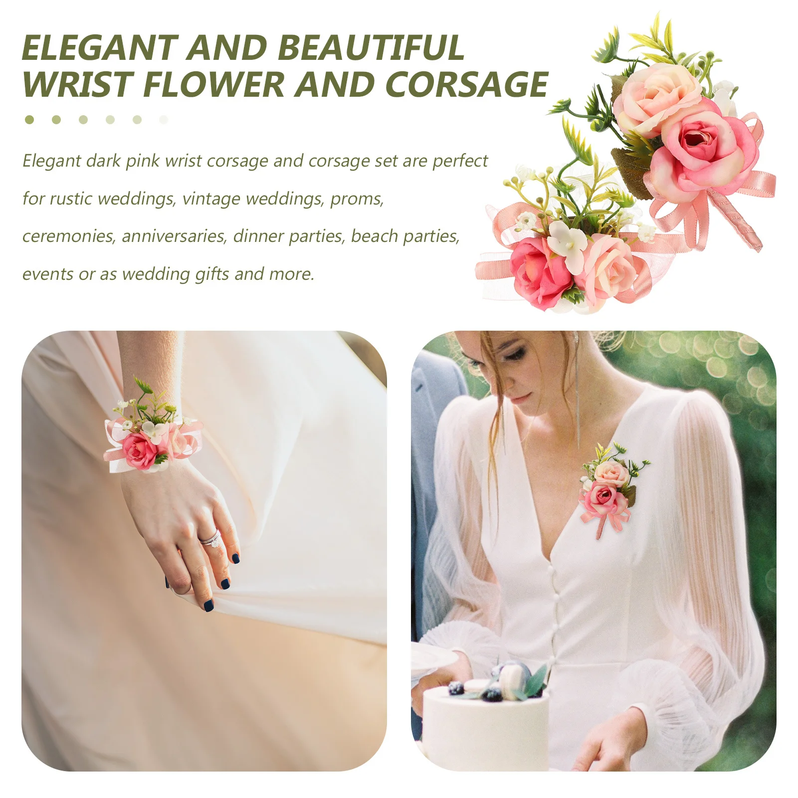

1Set Decorative Wrist Flower Corsage Delicate Flower Bracelet Wedding Bridal Bridesmaid Wear-Resistant Charming