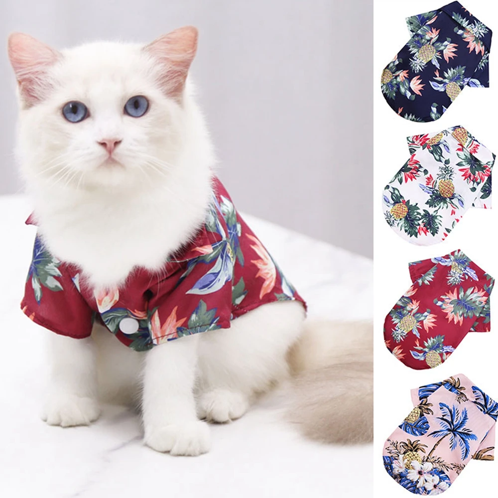 Camiseta hawaiana transpirable de verano para perros pequeños y grandes, camisas para perros Chihuahua, chaleco para mascotas, ropa para gatos, productos para mascotas