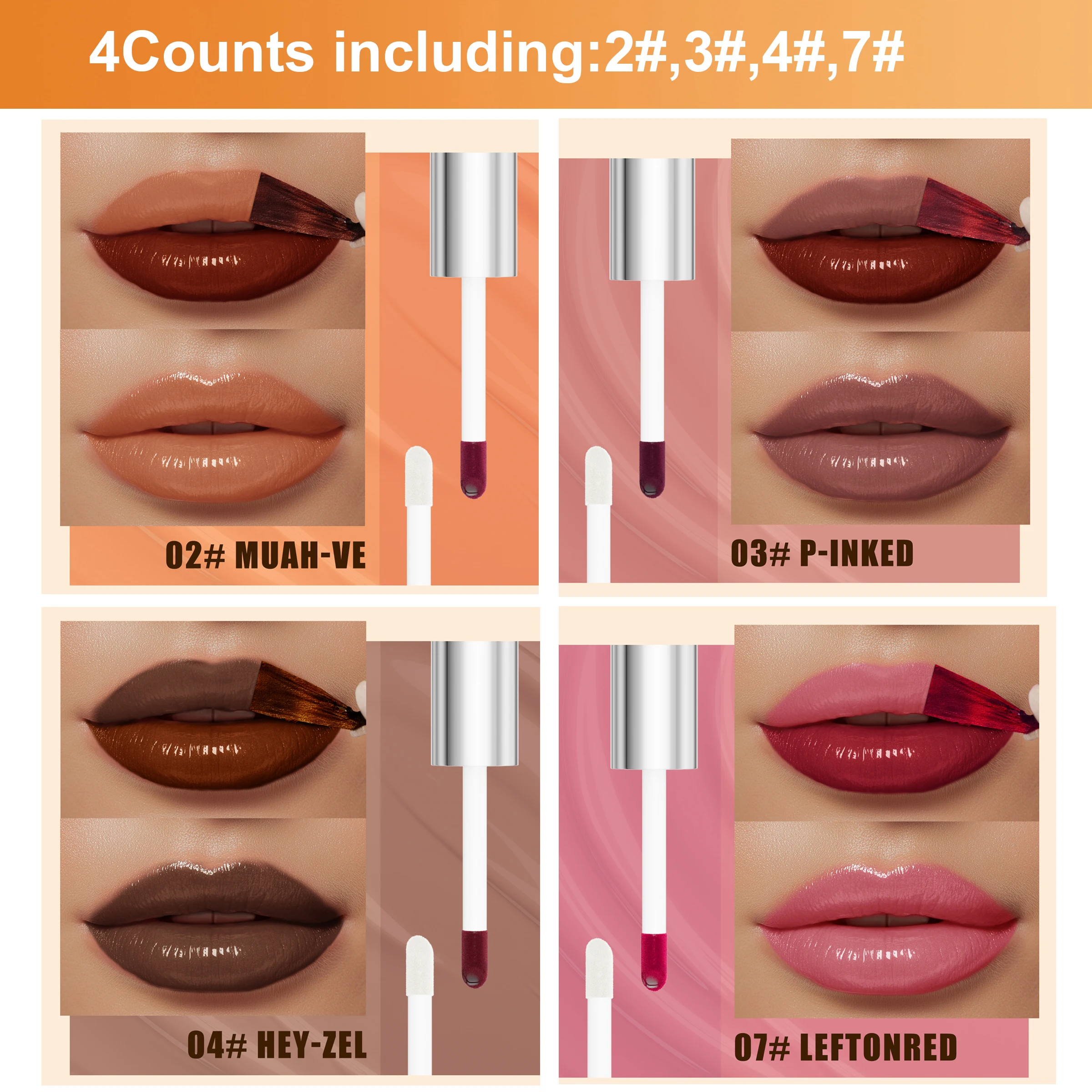 3 w 1: szminka peel-off + błyszczyk + olejek do ust + konturówka do ust, efekt lustra, błyszczący tint do ust, długotrwała szminka