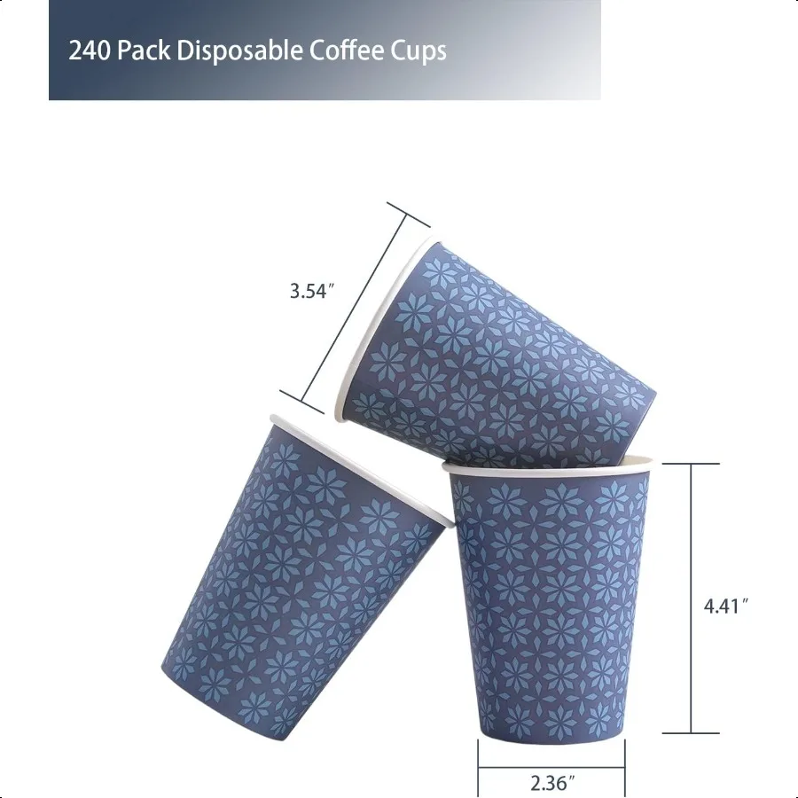 240 stuks 12 oz papieren bekers warme koude dranken papieren drinkbekers marineblauwe bloemen papieren koffiekopjes 12 oz voor thuisgebruik kantoor restaurants