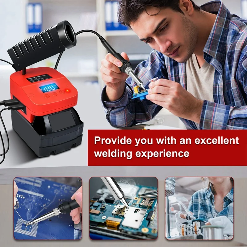 Stacja lutownicza do akumulatora Milwaukee M18 18 V lutownica bezprzewodowa z cyfrowym wyświetlaczem LCD, portem USB i typu C