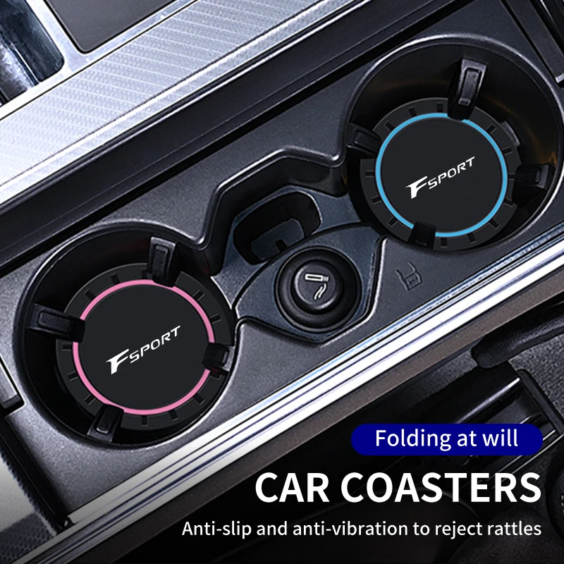 

2Pcs Car Silicone Coaster Anti-slip Water Cup Drink Mat For Lexus Fsports CT ES GS NX NX300h IS200 IS250 CT200h IS300h ES300h RX