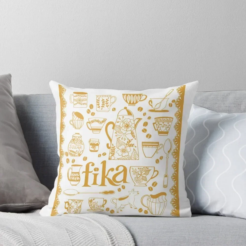 

Fika illustration Throw Pillow home decor items Christmas Covers Plaid Sofa Cushions Cover pillow