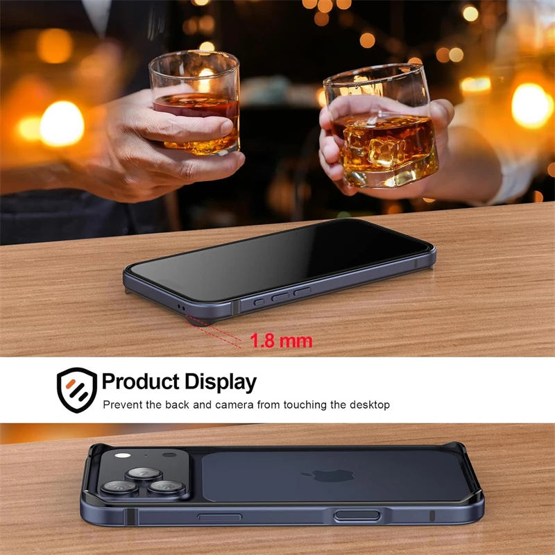 Aluminium Metal Bumper Slim Case for IPhone Air 17 16 E 15 14 13 12 11 Pro Max Plus 16E 17Pro IPone Soft Inner Phone Frame Cover - view 3