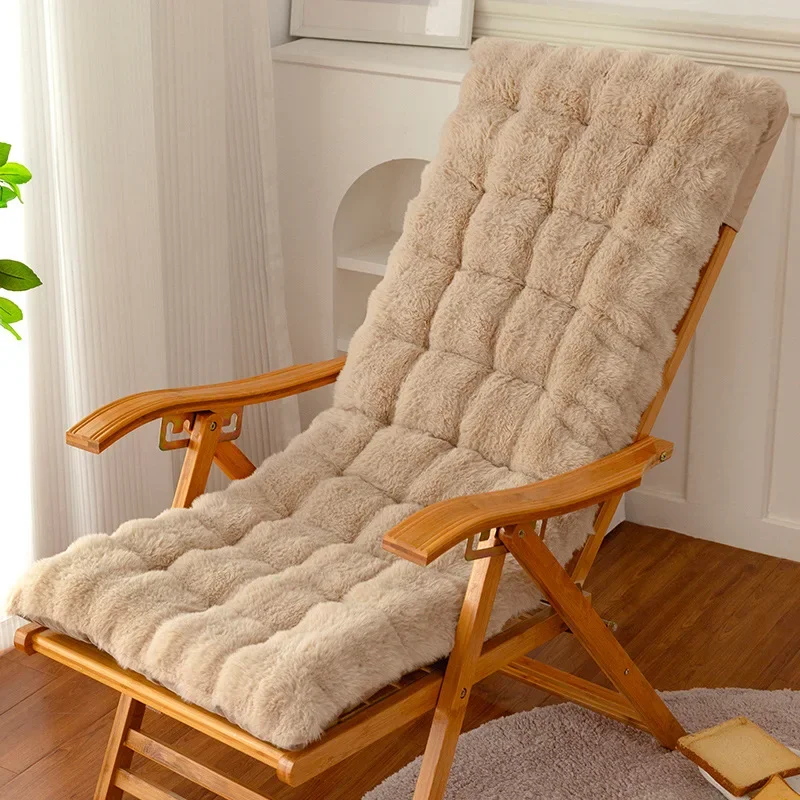 Simple Solid Color Office Cushion Imitation Rabbit Fur Material Feels Smooth Comfortable Backrest Multi Functional Thick Mats