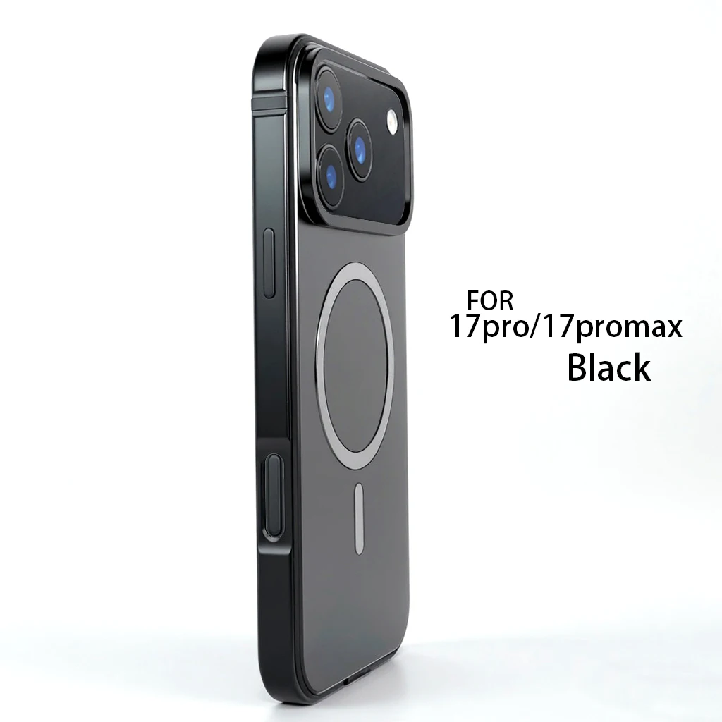 For iPhone 17 Promax Original Color Phone Case Magsafe Magnetic Wireless Charging Case IPhone 17 Pro Creative Metal Border Case - Image 6