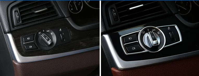 LHD Silver Headlight Switch Button Frame Decorative Cover Suitable For BMW 5 Series F10 F11 F01 F02 F07 F25 F26