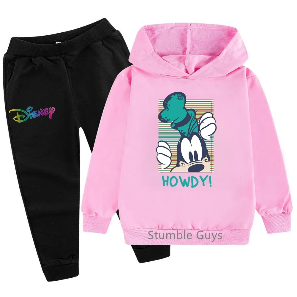 Disney Cartoon Goofy Spring and Fall new products Boys Girls Clothing set Cute hoodie + Pants 2 piece set casual kids sportswear