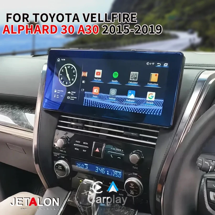 

12.3inch Carplay Screen Android13 Car Radio For Toyota Vellfire Alphard 30 A30 2015-2019 Navi Stereo Multimedia Video Player DSP