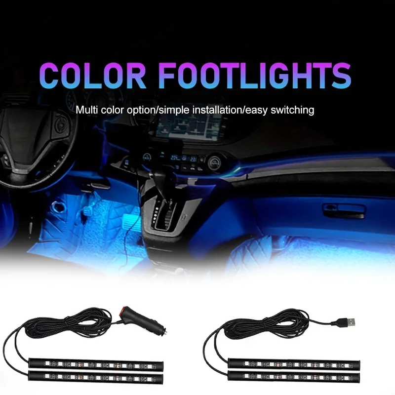 Car Neon Light LED Interior Ambient Foot Strip Light Kit Backlight 5V/12V Auto Decorative Atmosphere Neon Lamp Auto Accessories