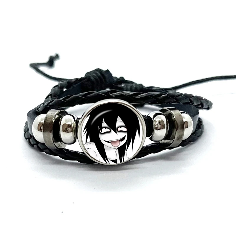 Fashion Accessory Gift For Kids Hot Creepypasta CREEPY PASTA TICCI TOBY Bracelet Glass Dome Leather Bangle JEFF THE KILLER