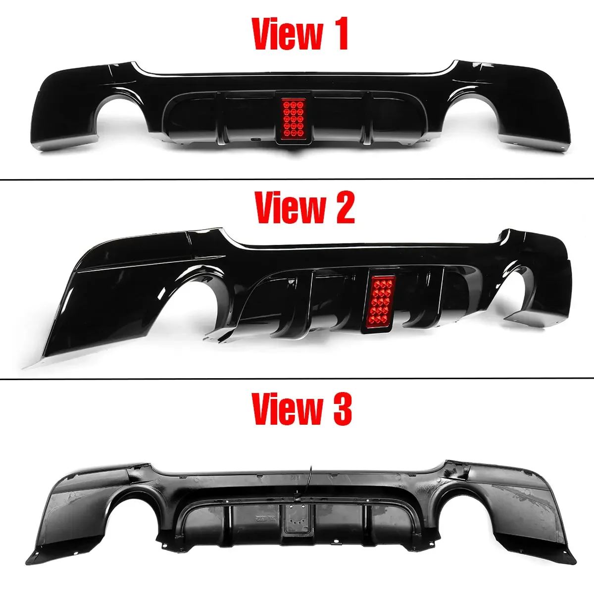 E93 Car Rear Bumper Diffuser Lip Spoiler w/LED Brake Light For BMW E92 E93 325i M Sport 2007-2013 Rear Bumper Protector Guard