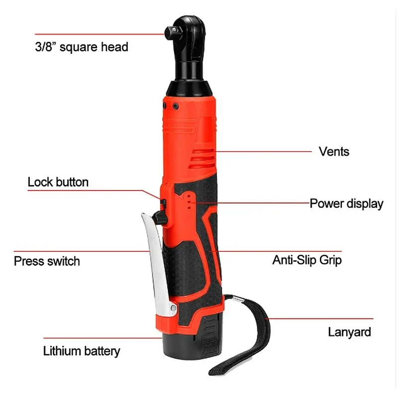 Electric Goddess 3/8 Inch Expansion Ratchet Wrench Set Power Tools Cordless With 18V Battery 450 RPM Electric Ratchet Wrench