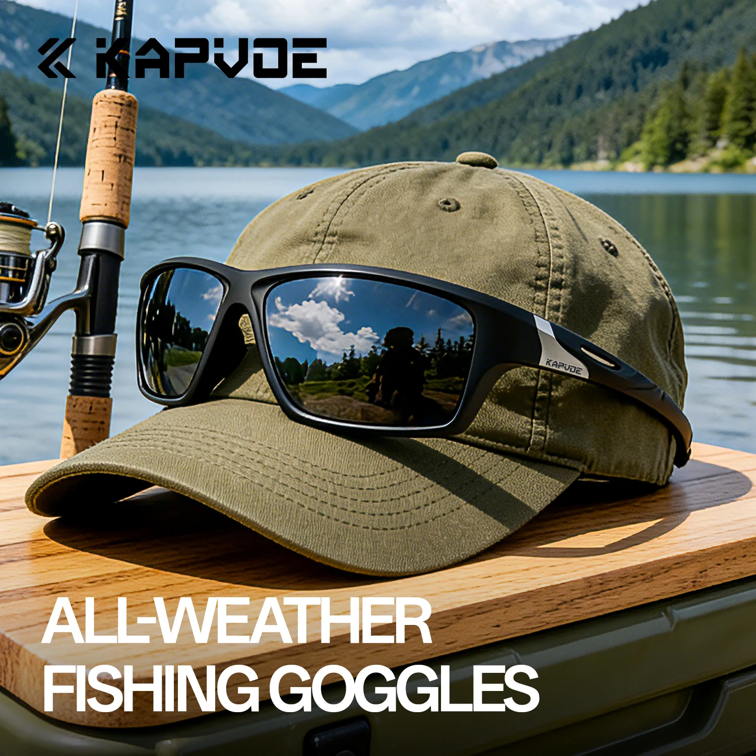KAPVOE Outdoor Polarisierte Sonnenbrille für Angeln, Strand, Meer, Radfahren, UV400 MTB-Sonnenbrille, Fahrrad-Sportbrille, Wanderbrille