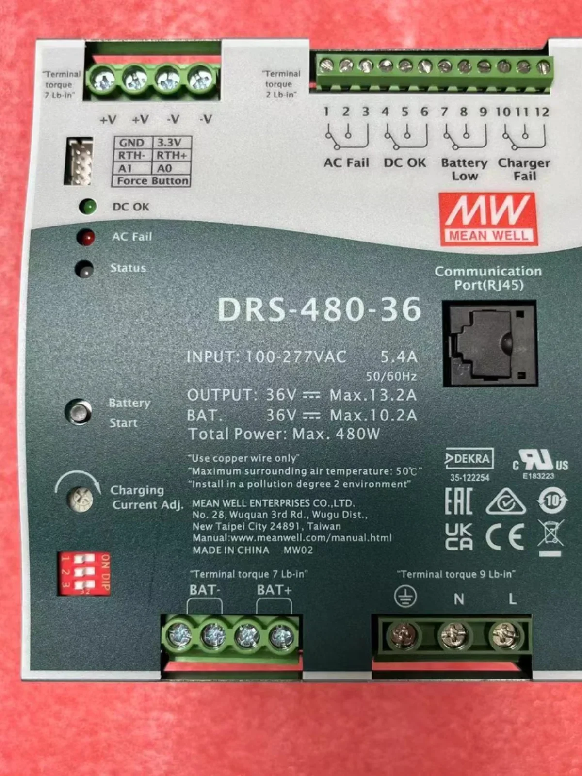 Taiwan Mingwei Intelligent Security Fire Power Supply DRS-480-24/36/48V With UPS/communication Function 480W