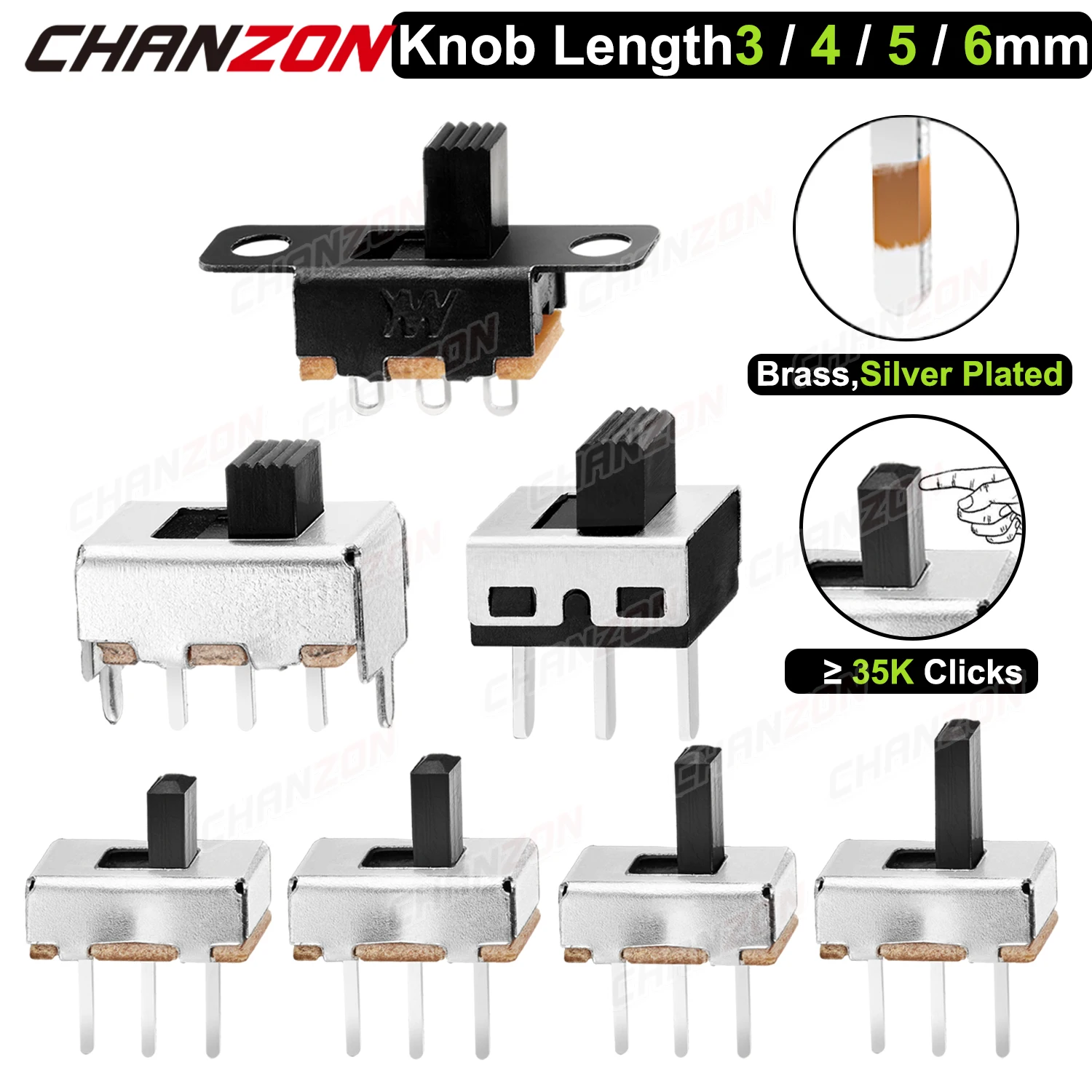 Mikroprzełącznik suwakowy Spdt 3-pinowy 5-pozycyjny Mini ss12f15 ss12f44 1p2t 3mm 4mm 5mm 6mm Mały przełącznik Pcb do Arduino