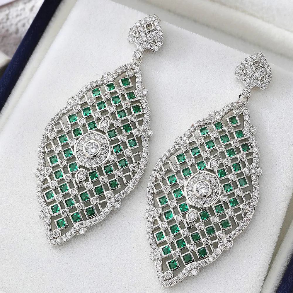

Missvikki New Luxury Romantic Big Drop Earrings Shiny Cubic Zircon Fashion Earrings For Women Bridal Wedding Party Accessories