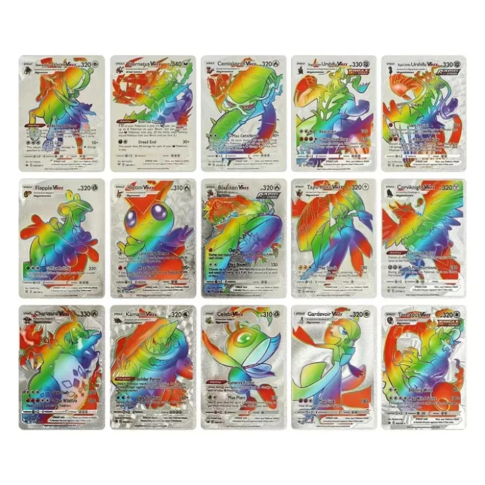 2024 NEW 27-55PCS Pokemon Colorful Gold Foil Card Charizard Pikachu Arceus Silver Rainbow English German VSTAR VMAX Card