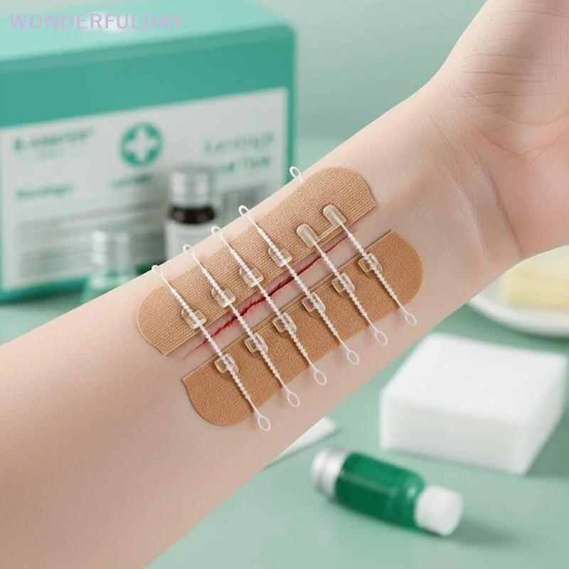 

New Zipper Tie Wound Closure Patch Hemostatic Patch Wound Fast Without Suture Zipper Outdoor Band-Aid Portable Quick Clot Wound