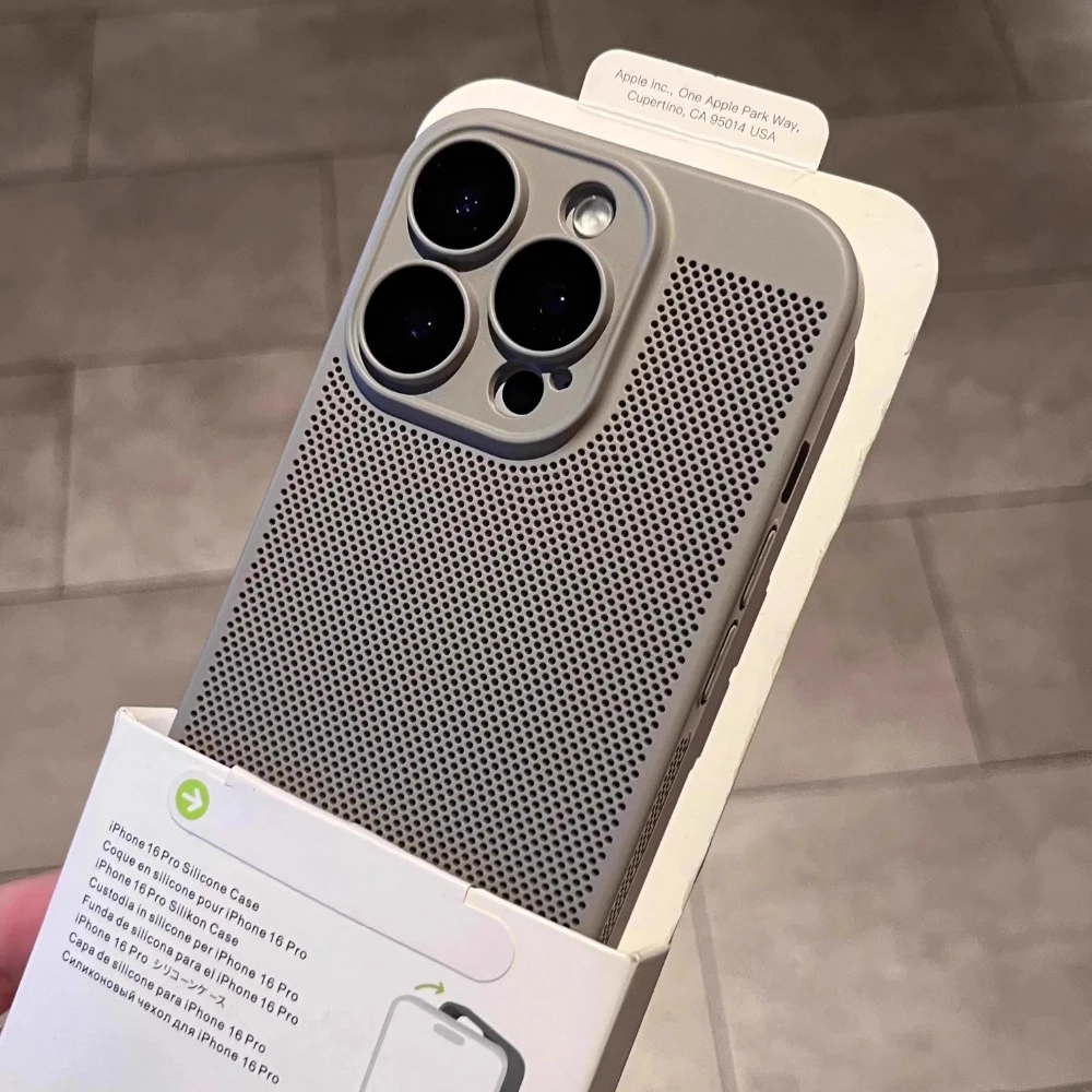 Wabenförmige Wärmeableitungs-Handyhülle für iPhone 18 16 15 14 13 17 Pro Max Plus 18Pro 17Pro Kühlende Atmungsaktive Einfarbige Stoßfeste Abdeckung – Detail 1