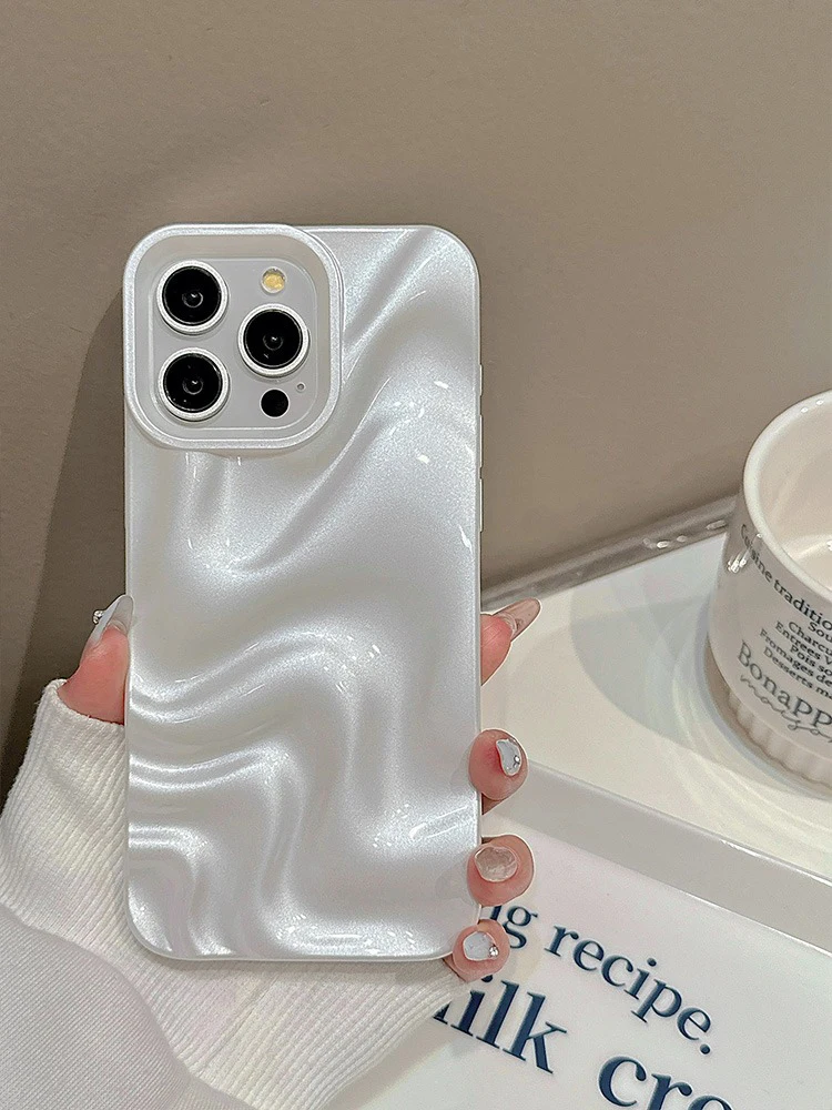 Stilvolle 3D-Wellen-Handyhülle mit glänzendem, pinkfarbenem Rückenteil für iPhone Air 11 12 13 14 15 17 18 Pro Max – Detail 13