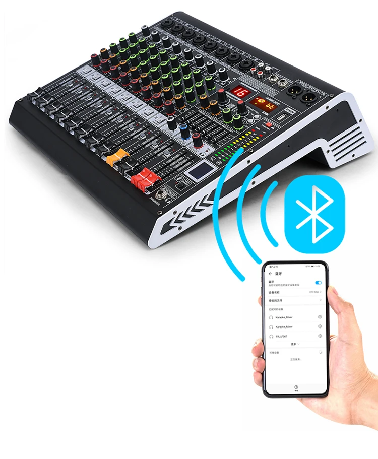 Video Equipments Music DJ Controller Live Sound Card Black Sound System Big Power 8 Channel USB Digital Audio Mixer Console