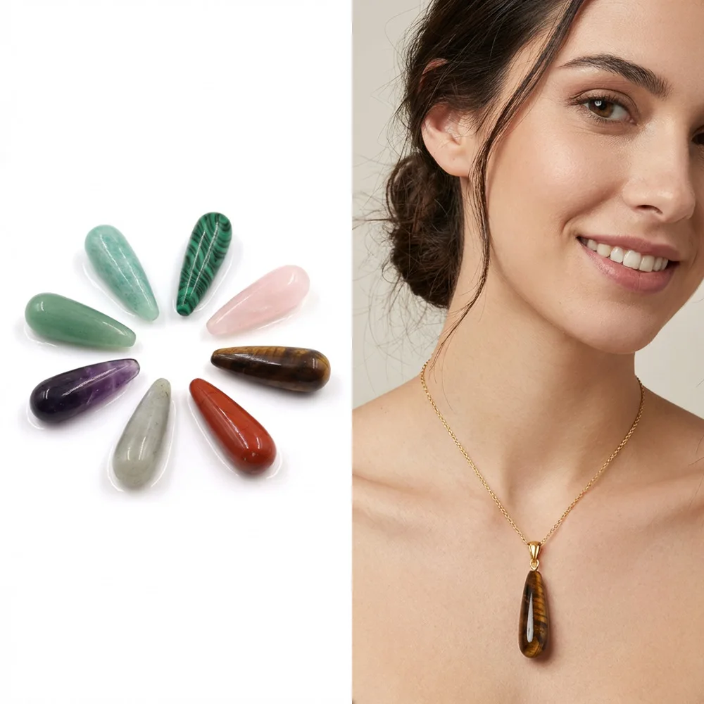 

Teardrop Natural Crystal Cabochons, Mixed Gemstone Loose Beads for DIY Jewelry Making Earrings Pendant