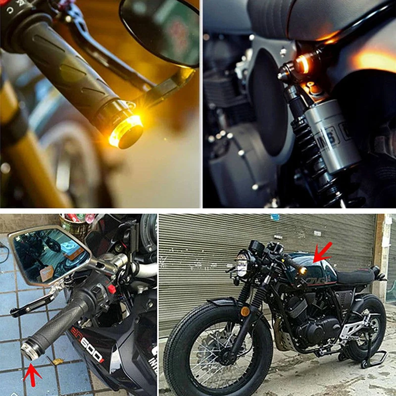 Handlebar Amber LED For Motorcycle Motorcycle Handle Turn Signal Yellow Handle Grip Bar Blinker