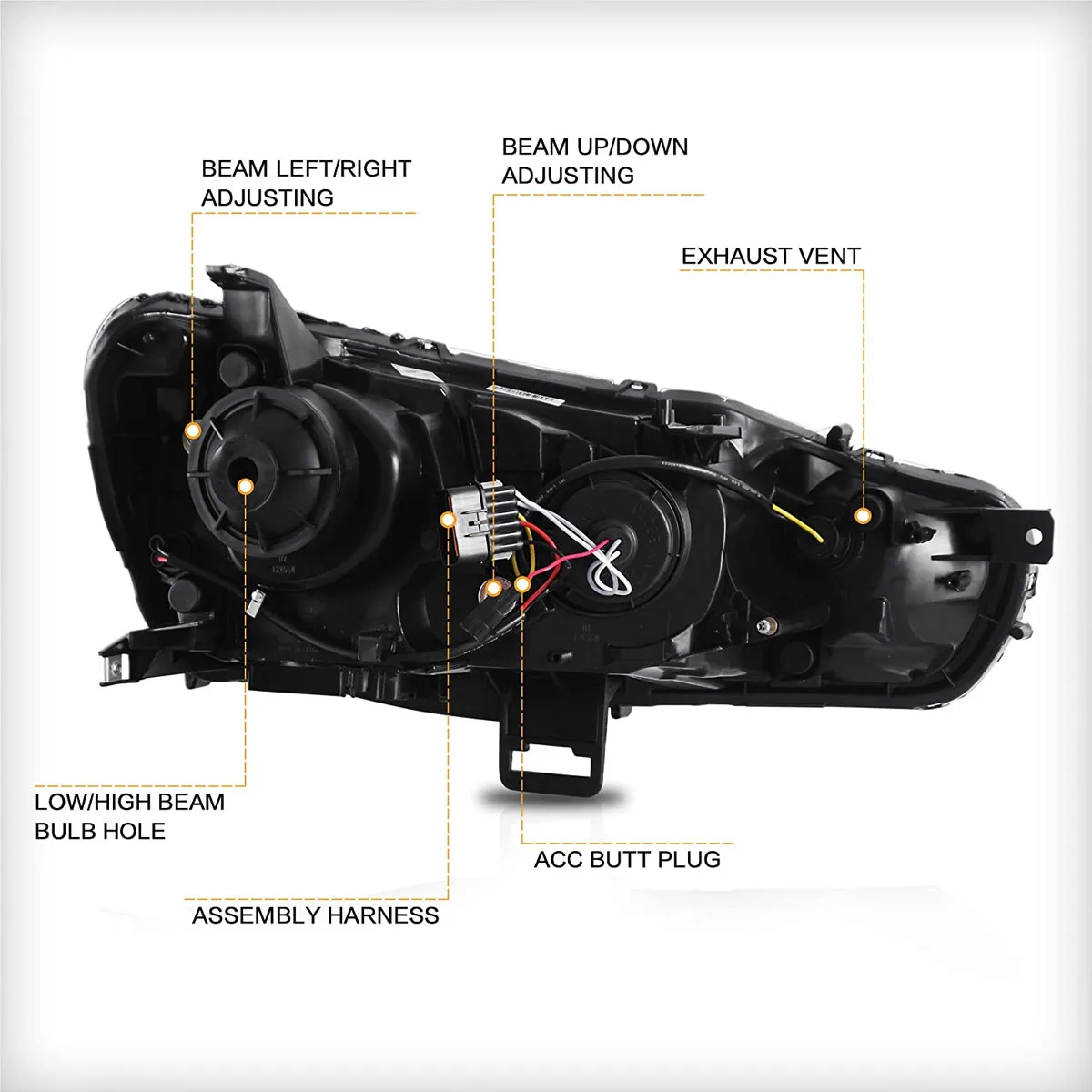 LED Headlights Assembly For Mitsubishi Lancer& EVO X 2008-2020 DRL Front light with Sequential Turn Signal, Plug-n-Play Headlamp