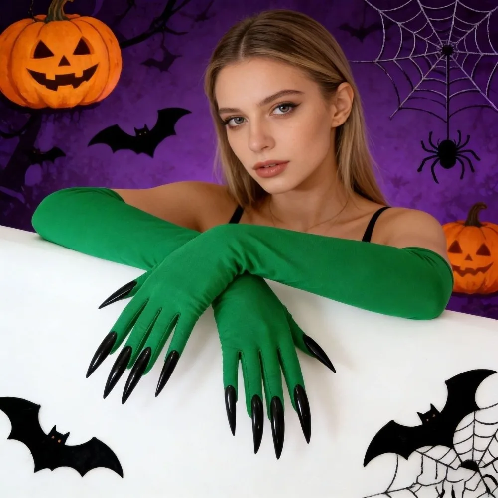Cool Fancy Props Halloween Cosplay Gloves Long Nails Long Witch Cosplay Costume Elastic 43cm Ghost Claw Mittens Festival Party