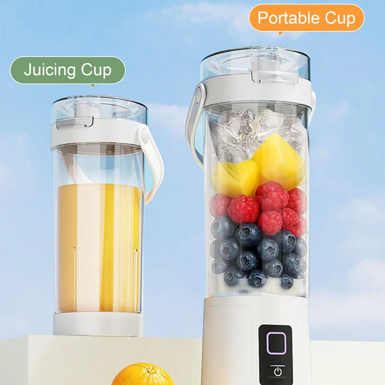 

Portable Juice Maker Blender for Shakes Smoothies 600ML Rechargeable Fast Mixing 2 In 1 Blender Bottle Juicer with Lid